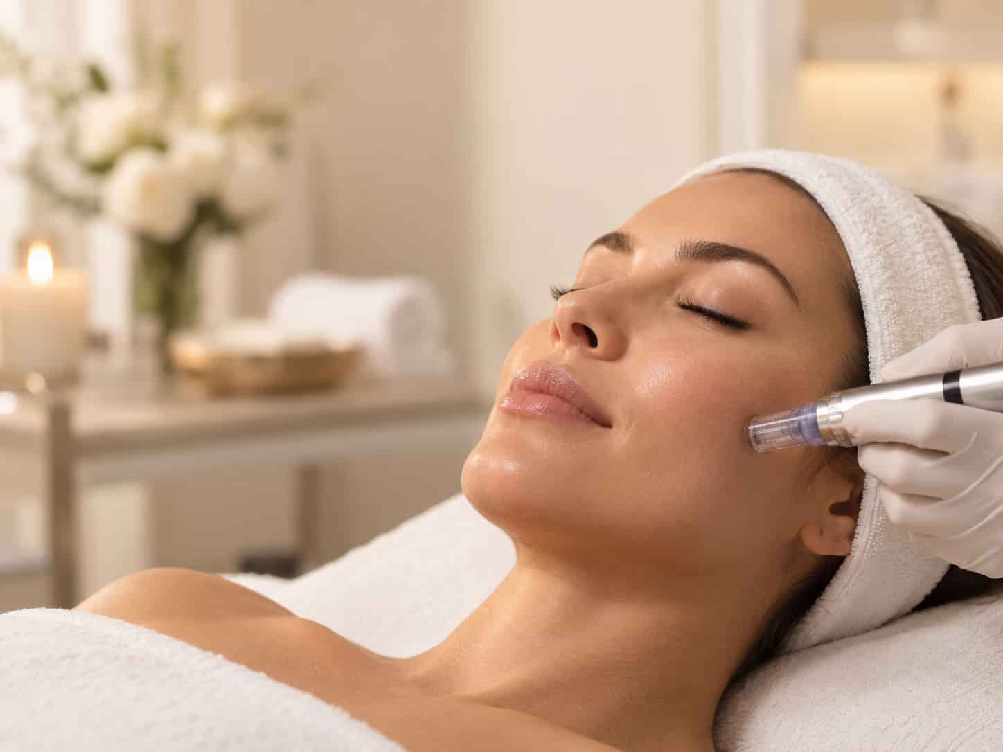 Professional microneedling facial treatment