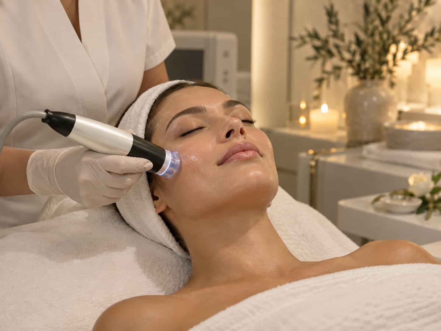 Client receiving an OxyGeneo facial treatment