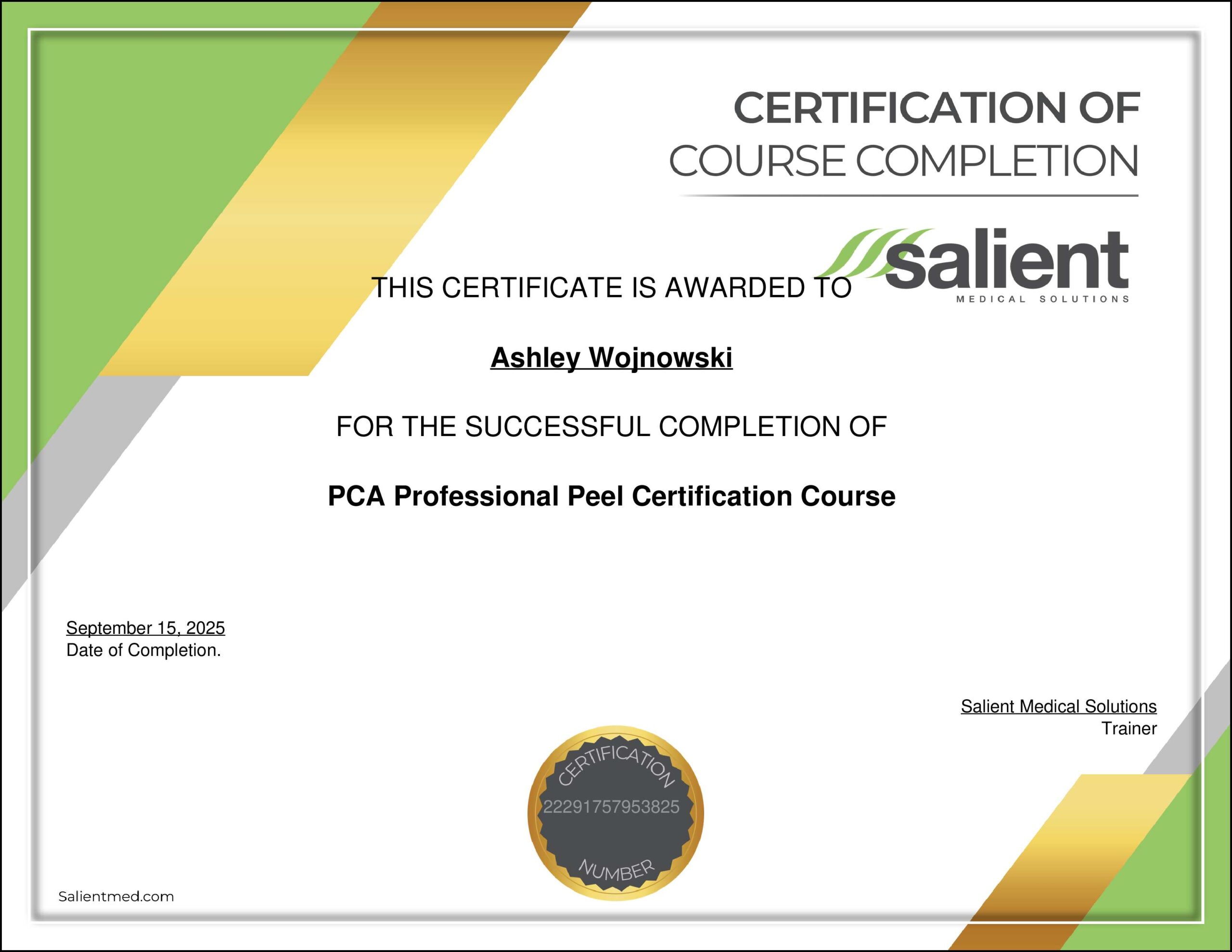 PCA Professional Peel Certification